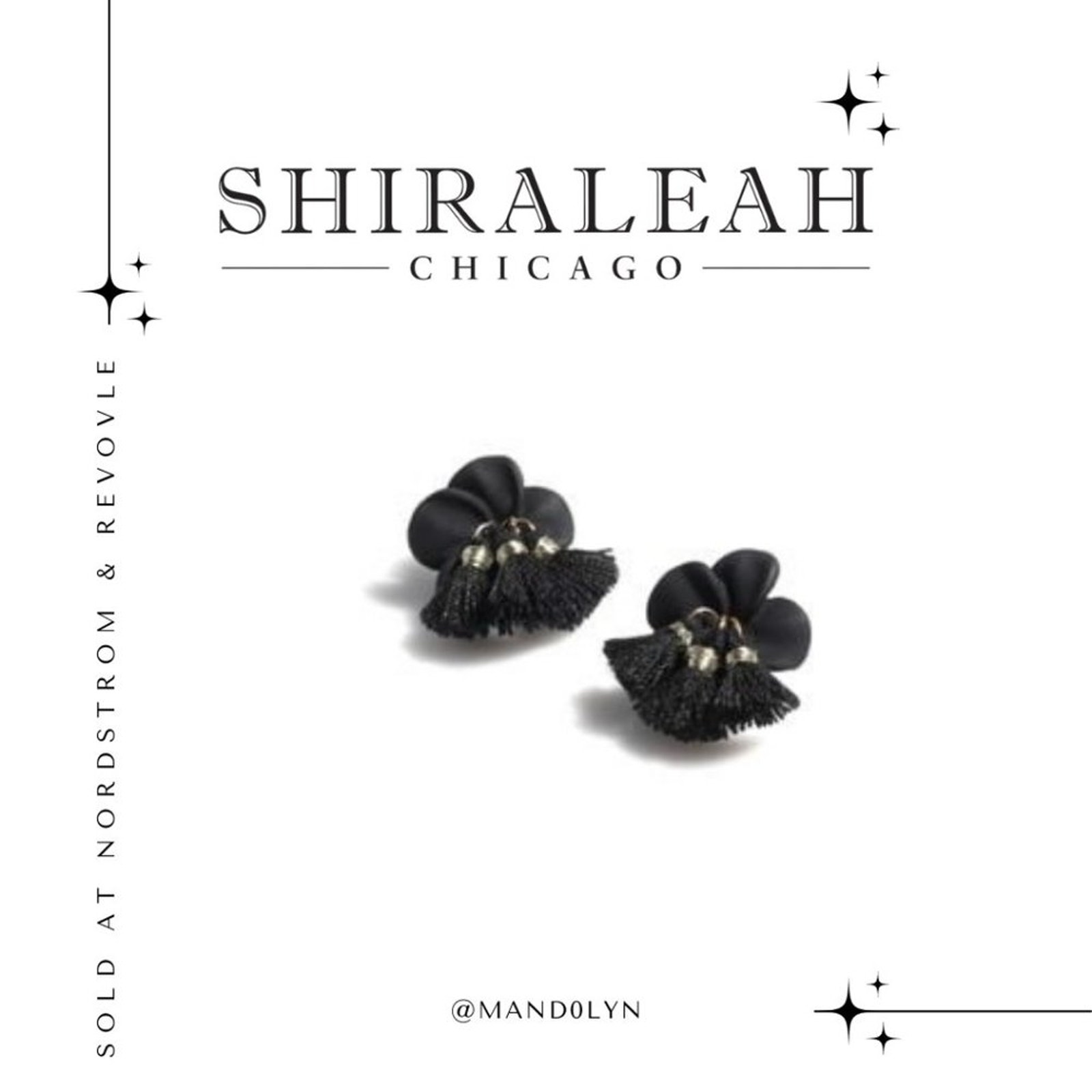 Nwt Shiraleah Anthropologie Fleur Flower Black Earrings